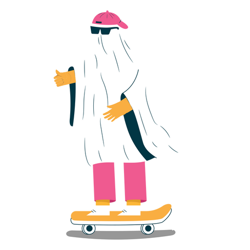 Patinadora disfrazada de fantasma Diseño PNG