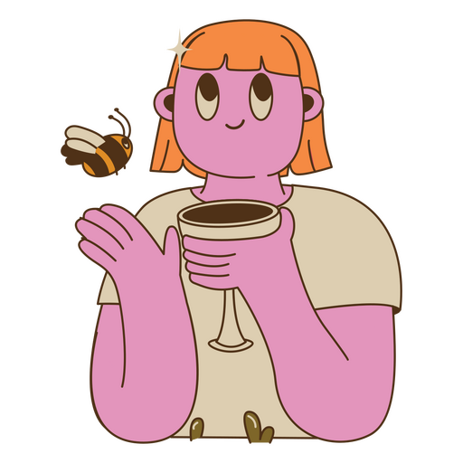 Abeja de caf? de dibujos animados chica Diseño PNG