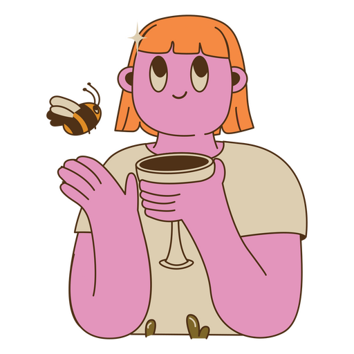 Abelha de café de desenho de menina Desenho PNG