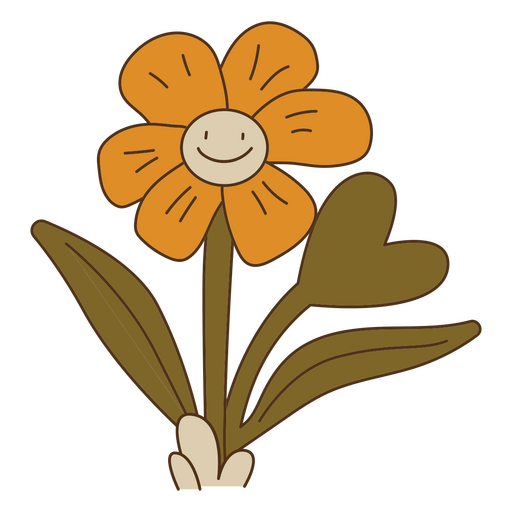 flor, caricatura, sonriente Diseño PNG