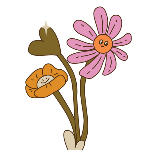 Personajes de dibujos animados de flores