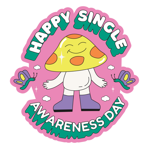 Anti-Valentines single awareness color stroke PNG Design