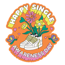 Anti-Valentines single awareness floral quote color stroke PNG Design Transparent PNG