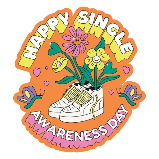Anti-Valentines single awareness floral quote color stroke PNG Design