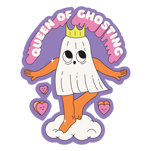 Anti-Valentines queen of ghosting color stroke PNG Design