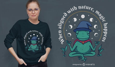 Diseño de camiseta de cita mágica del mago de la rana