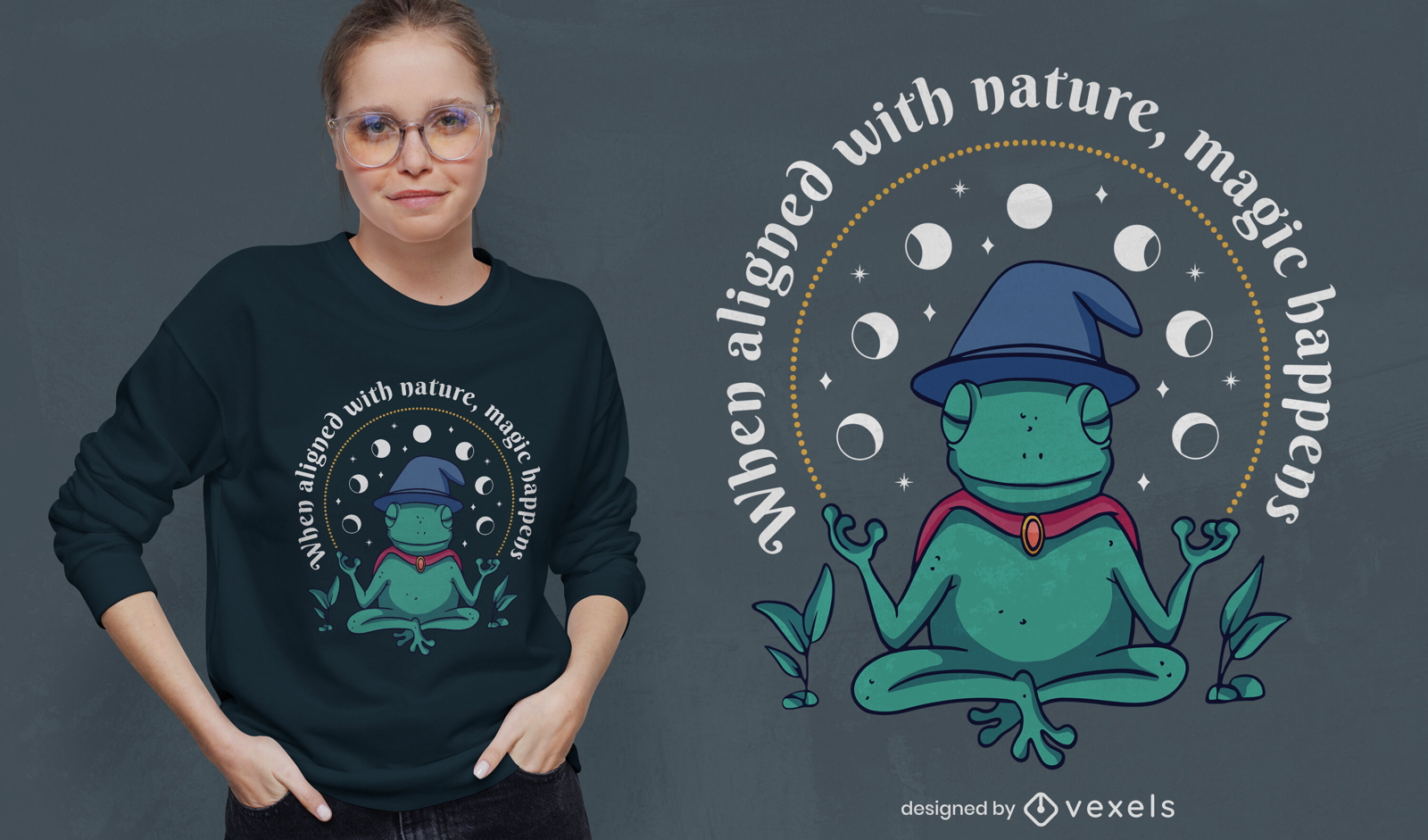 Design de camiseta com citação de feiticeiro sapo mágico