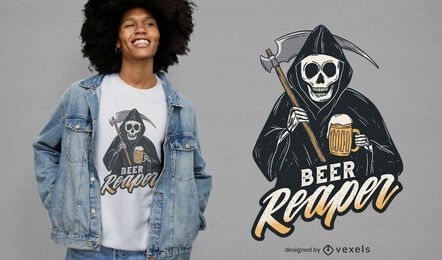 Grim reaper drinking beer t-shirt design