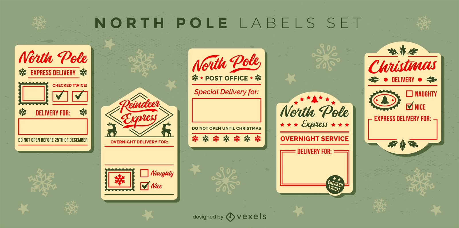 Christmas North Pole labels set