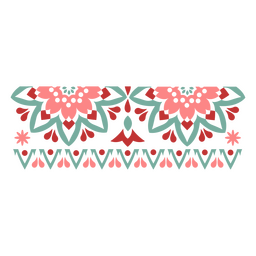 Two mandalas in red pink and green