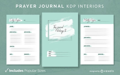 Modelo de diário de oração escovado Design de interiores KDP