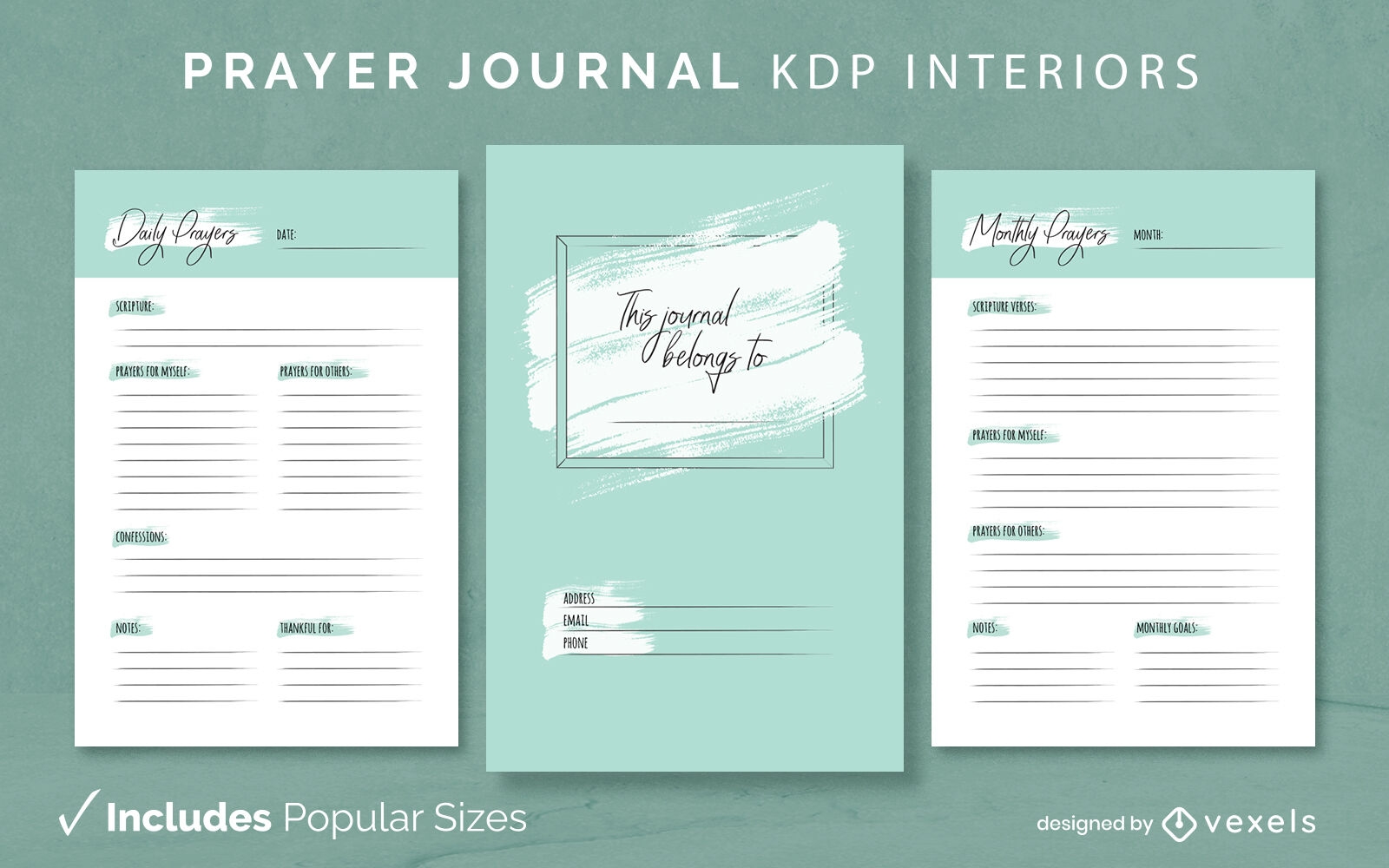 Plantilla de diario de oración cepillado KDP interior design