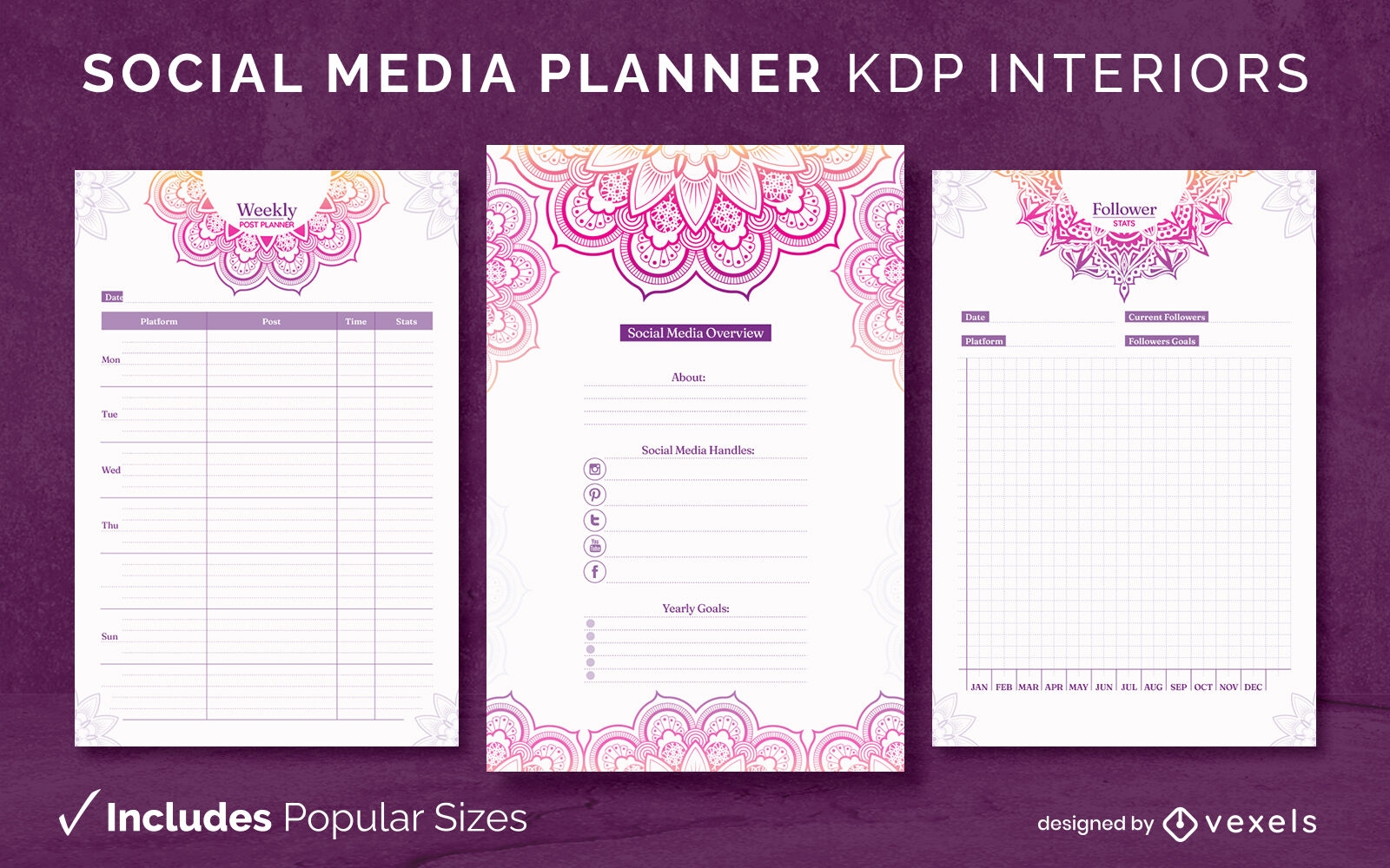 Mandala planner template KDP interior design