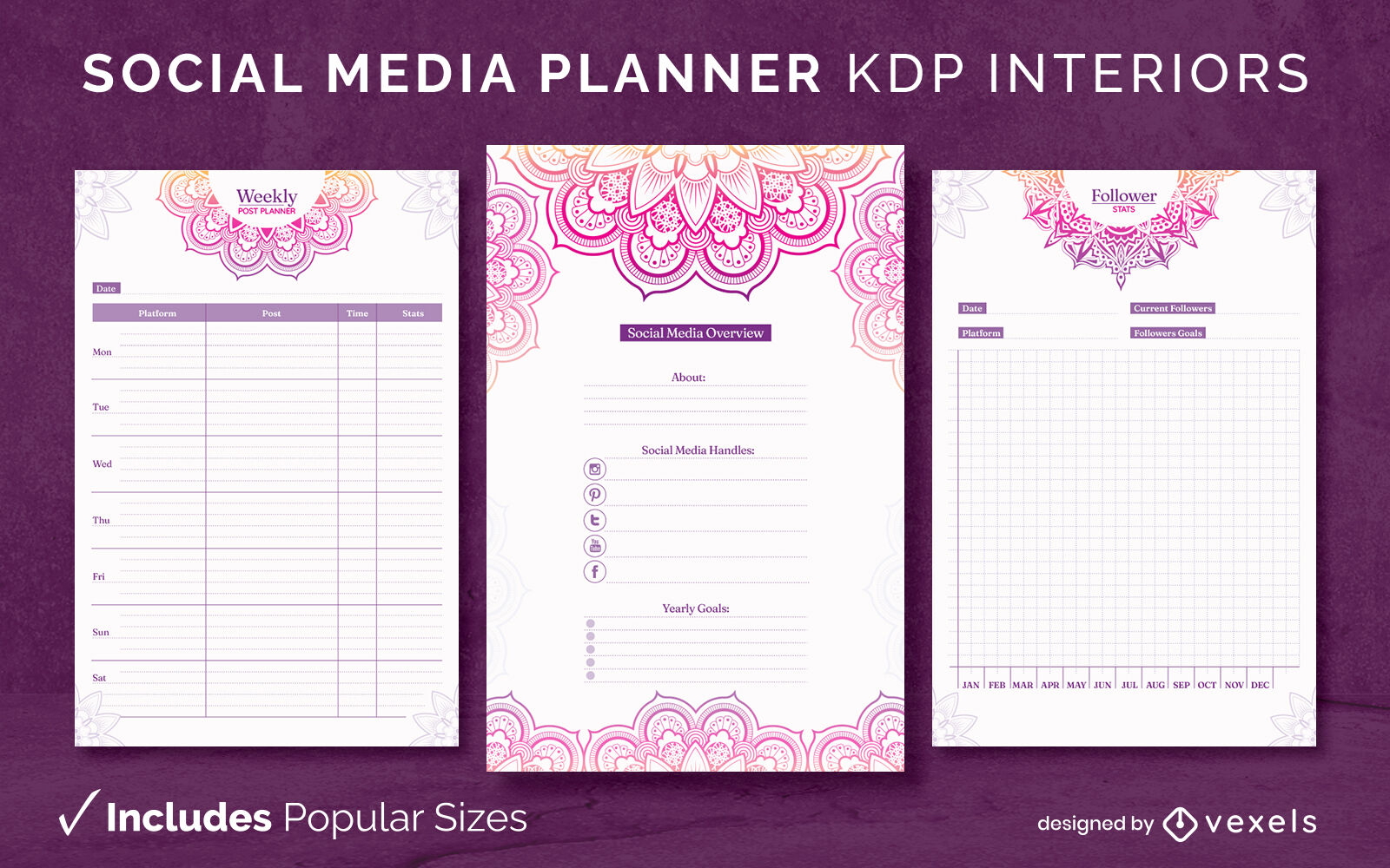 Mandala Planner Diary Design Template Kdp Vector Download 4140