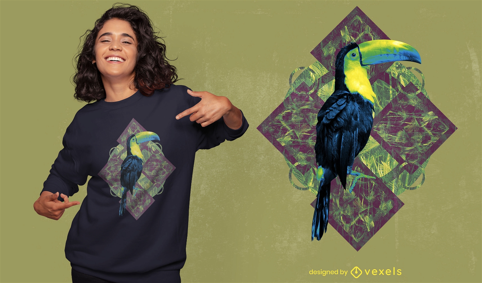 Camiseta tucán pájaro exótico naturaleza psd