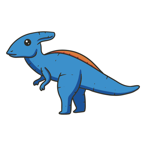 Baby parasaurolophus dinosaur color stroke PNG Design