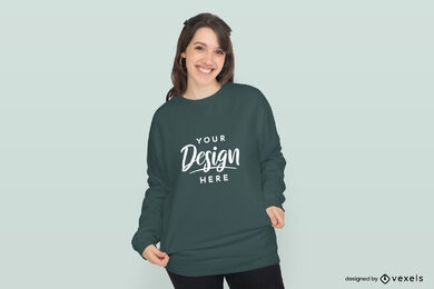 Girl smiling with sweatshirt mockup