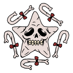 Anti-Weihnachtsschädel Stern Farbstrich PNG-Design