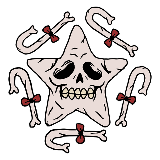Anti-Christmas skull star color stroke PNG Design