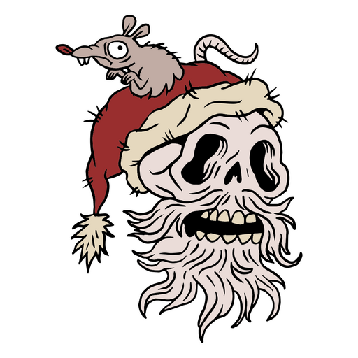 Anti-Christmas skull Santa color stroke PNG Design
