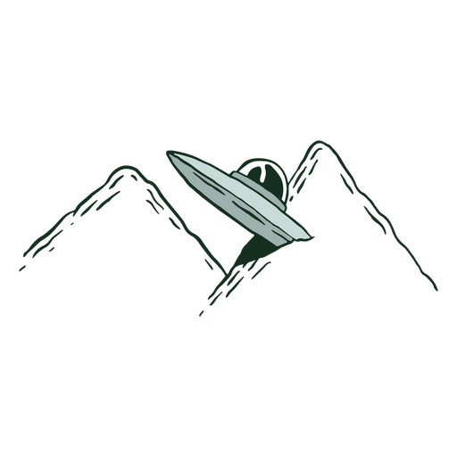 UFO in mountains PNG Design