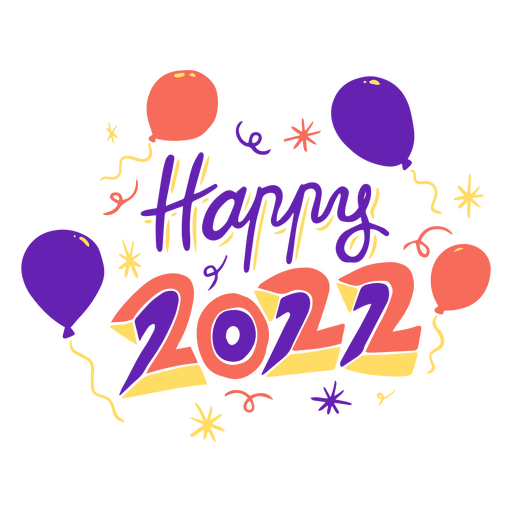 Distintivo de balões de ano novo de 2022 Desenho PNG