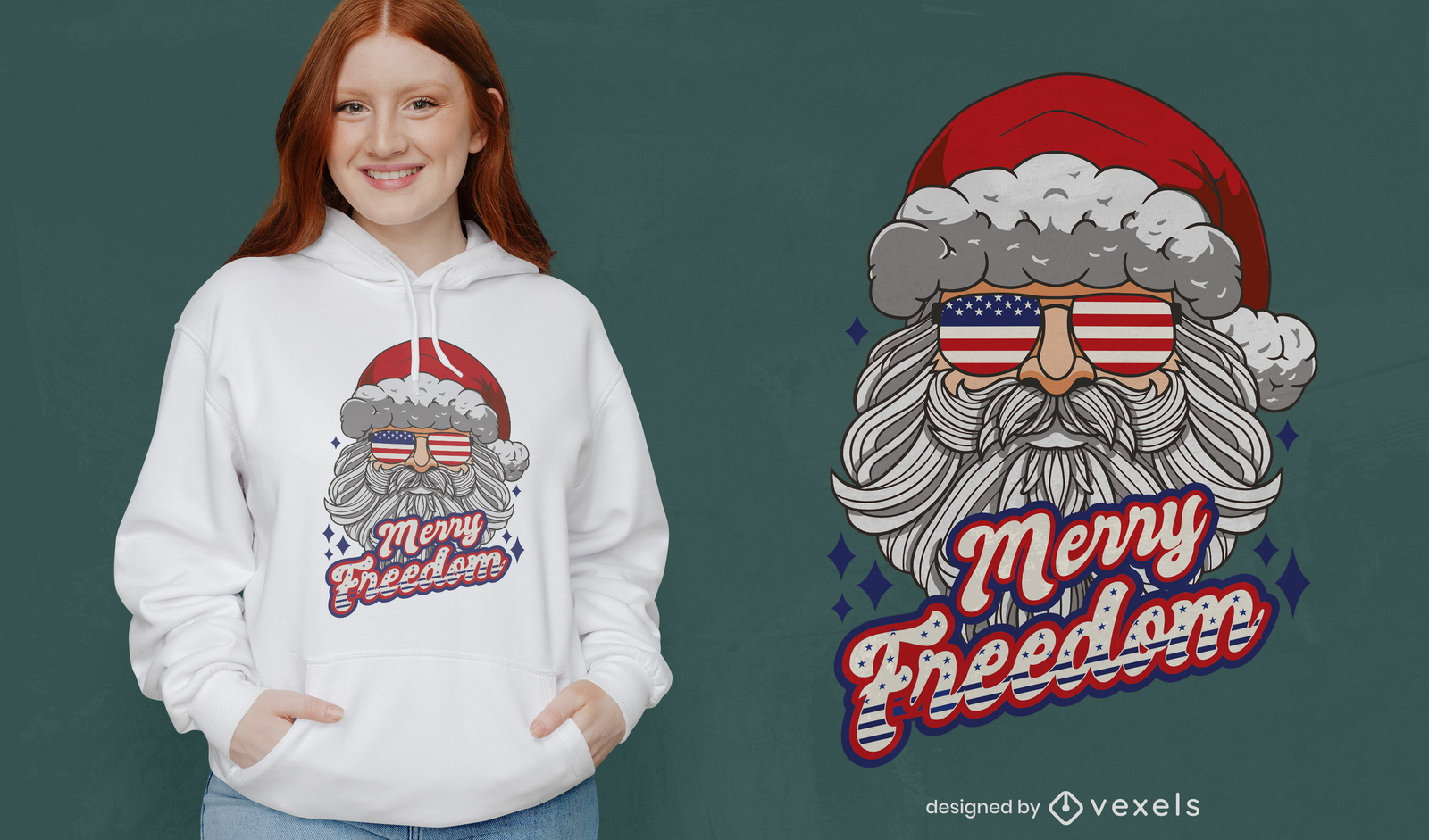 Diseño de camiseta de santa claus americano