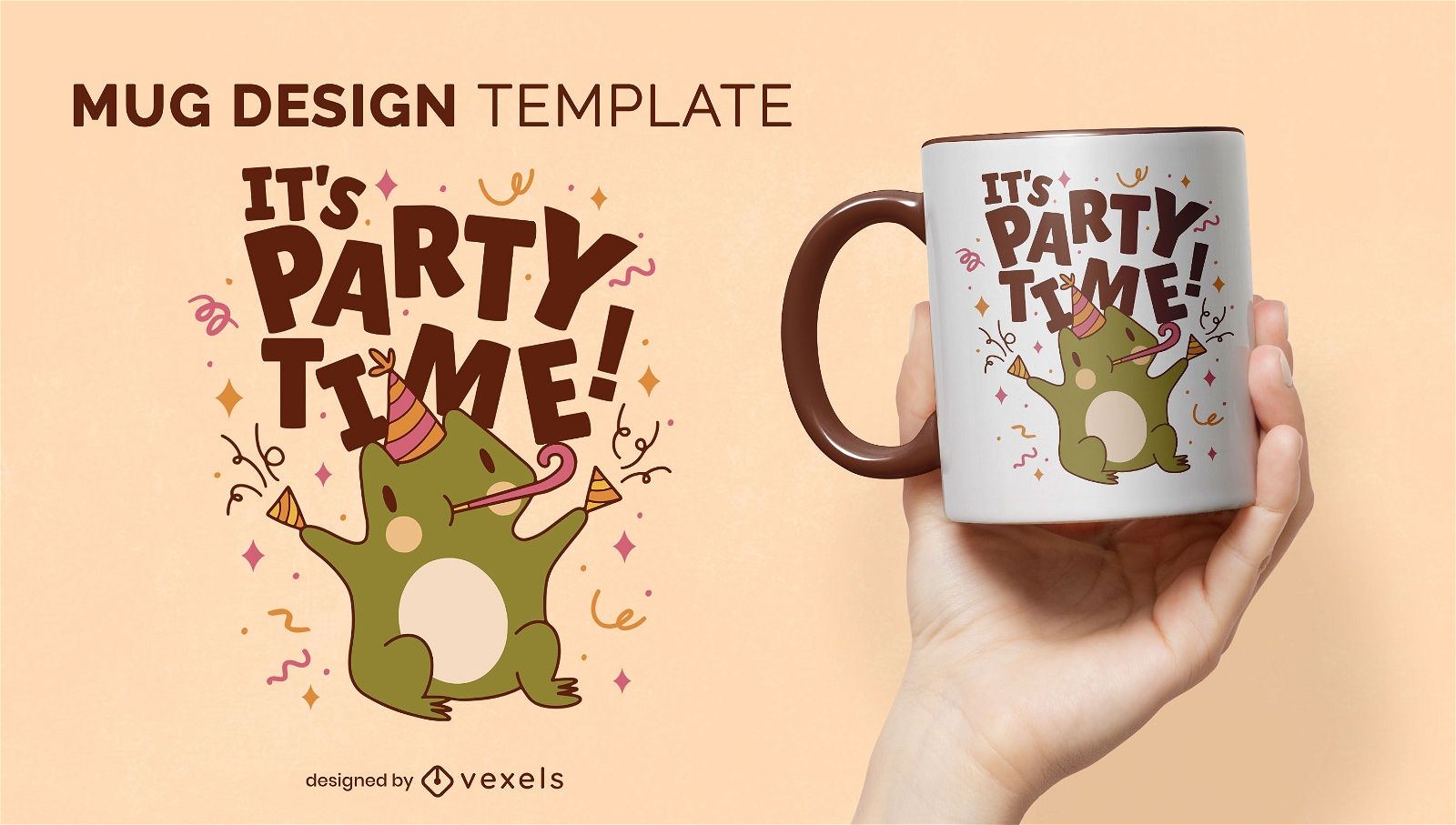 Party frog animal celebration mug template