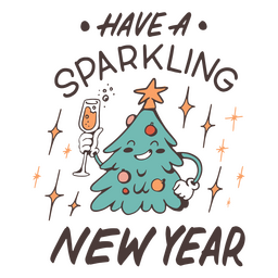 Christmas tree New Year badge PNG Design