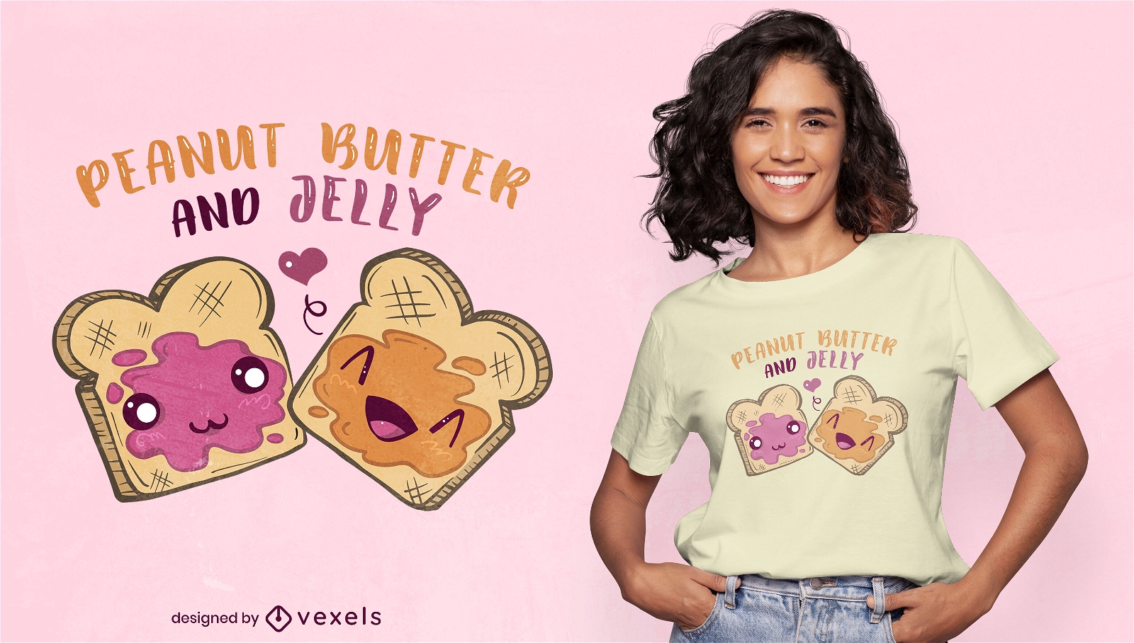 Design fofo de t-shirt de manteiga de amendoim e geleia