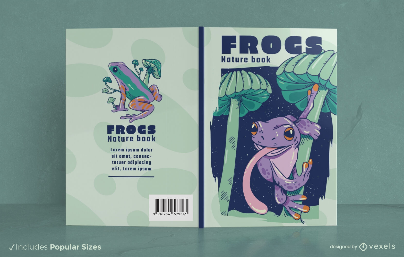Diseño de portada de libro de ranas