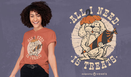 Hund mit Halloween-Süßigkeiten-T-Shirt-Design