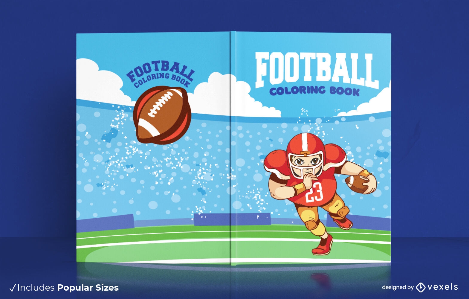 Design de capa de livro para colorir de futebol
