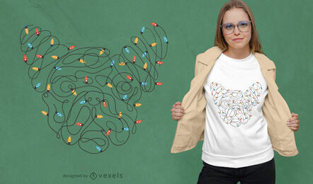 Design de t-shirt com luzes de Natal Bull dog