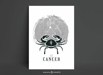 Cancer constellation zodiac poster template