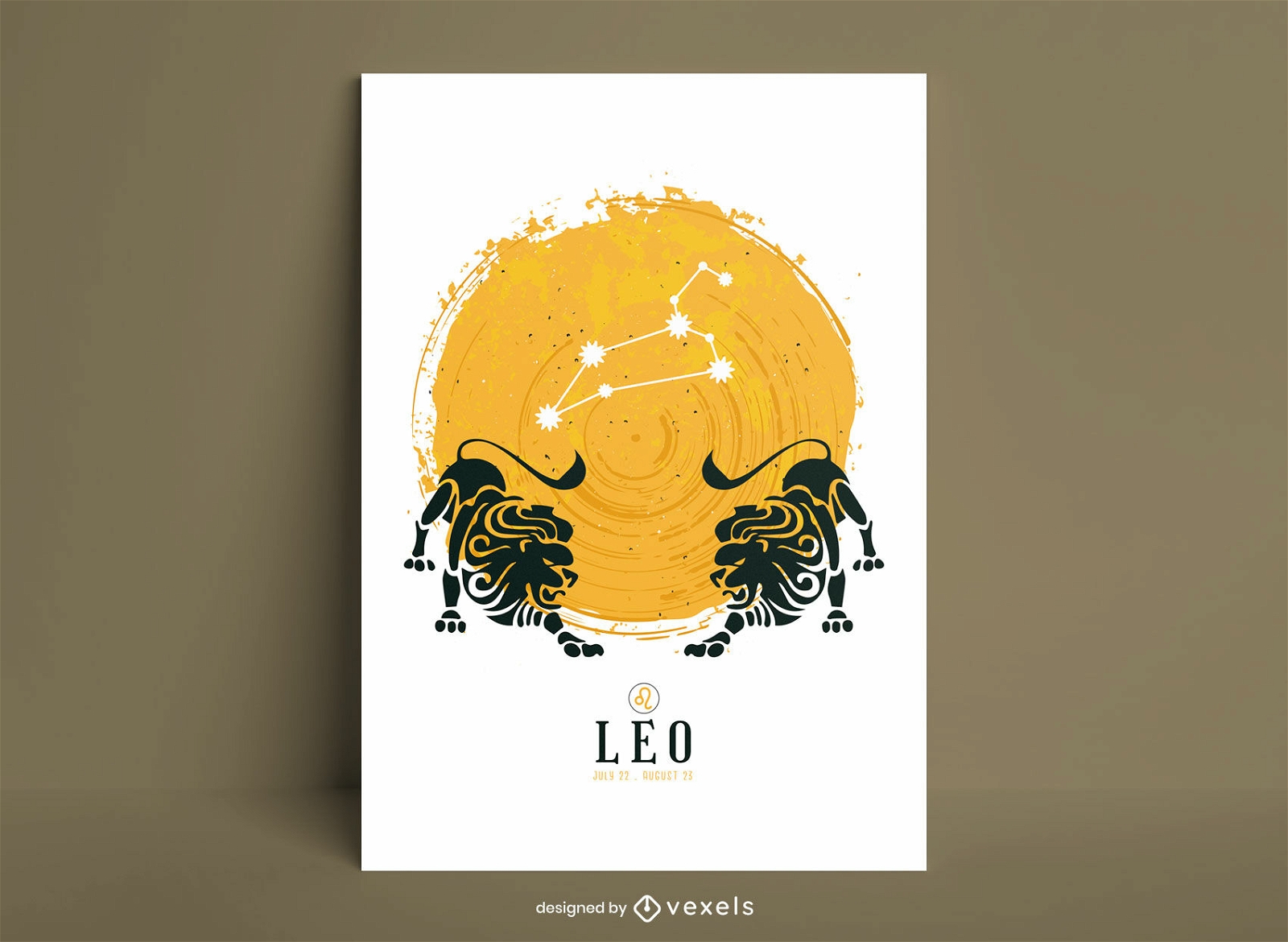 Plantilla de póster del zodiaco de la constelación de leo