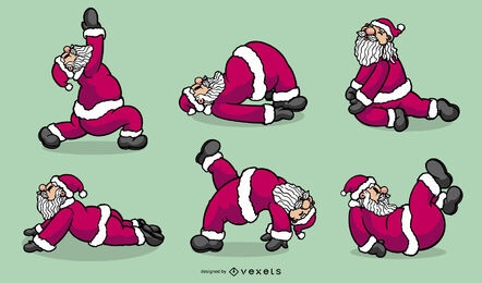 Yoga Santa Christmas character set 