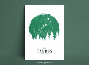 Plantilla de póster del zodíaco de la constelación de Tauro