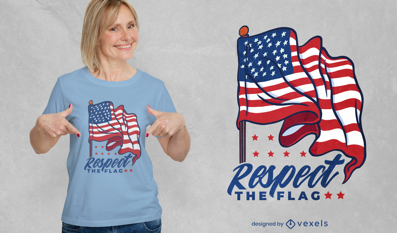 Diseño de camiseta ondeando bandera americana de EE. UU.