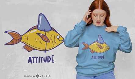 Diseño de camiseta de pez de actitud.