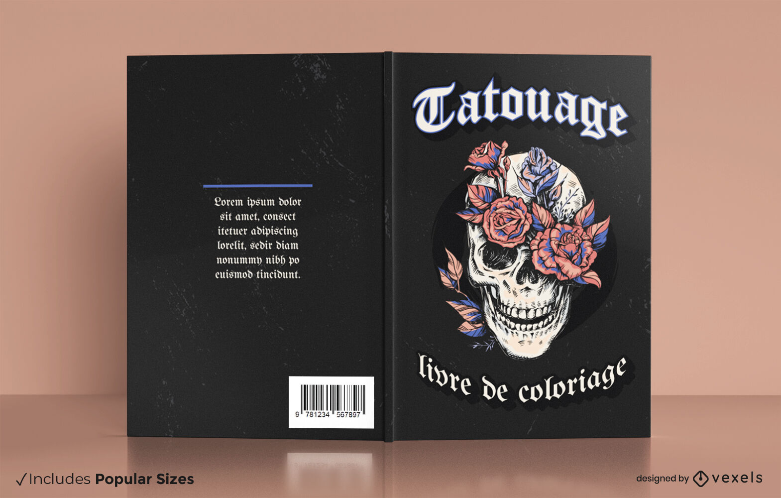 Diseño de portada de libro de calavera de tatuaje