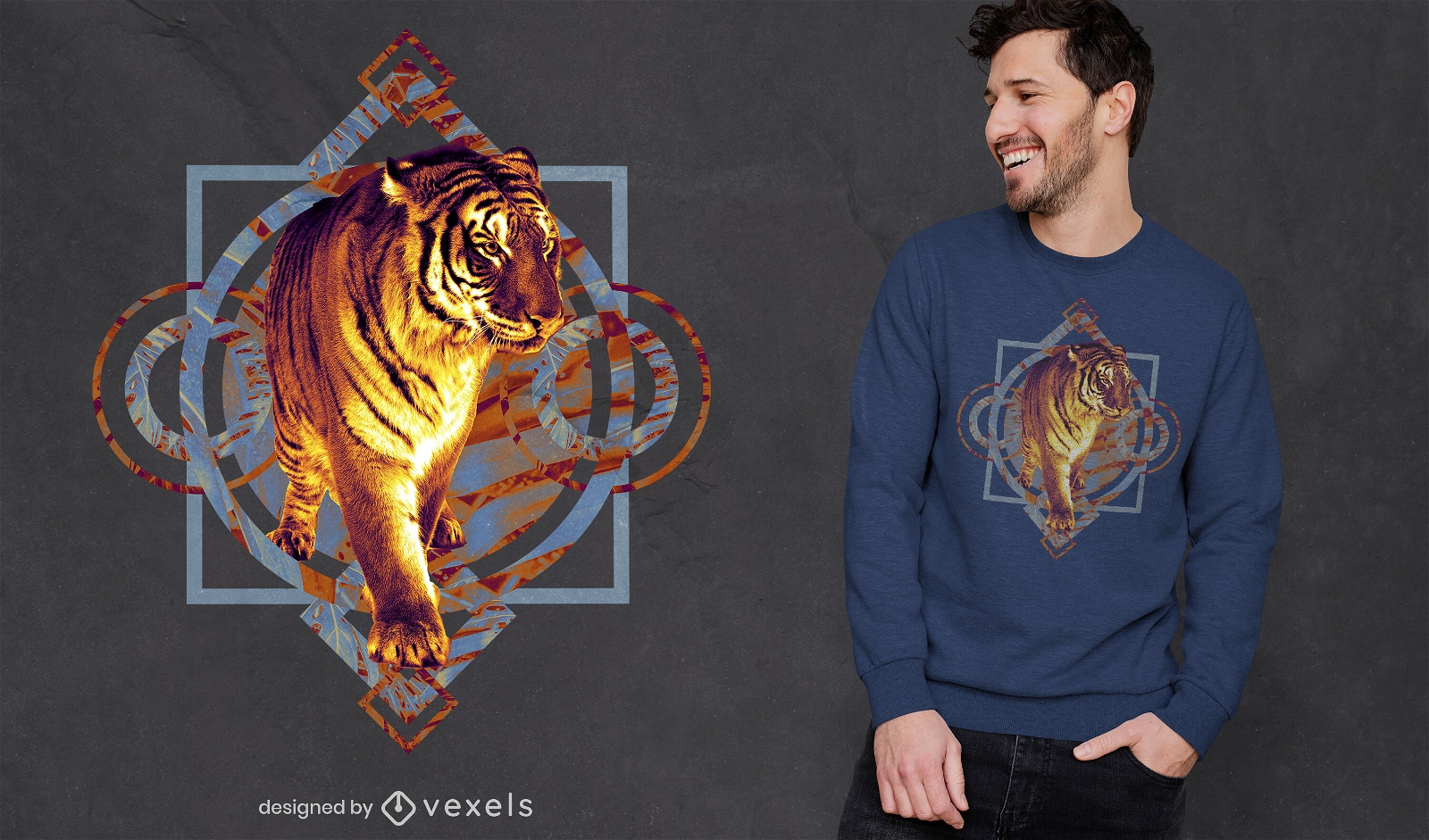 Tiger wild animal walking t-shirt psd