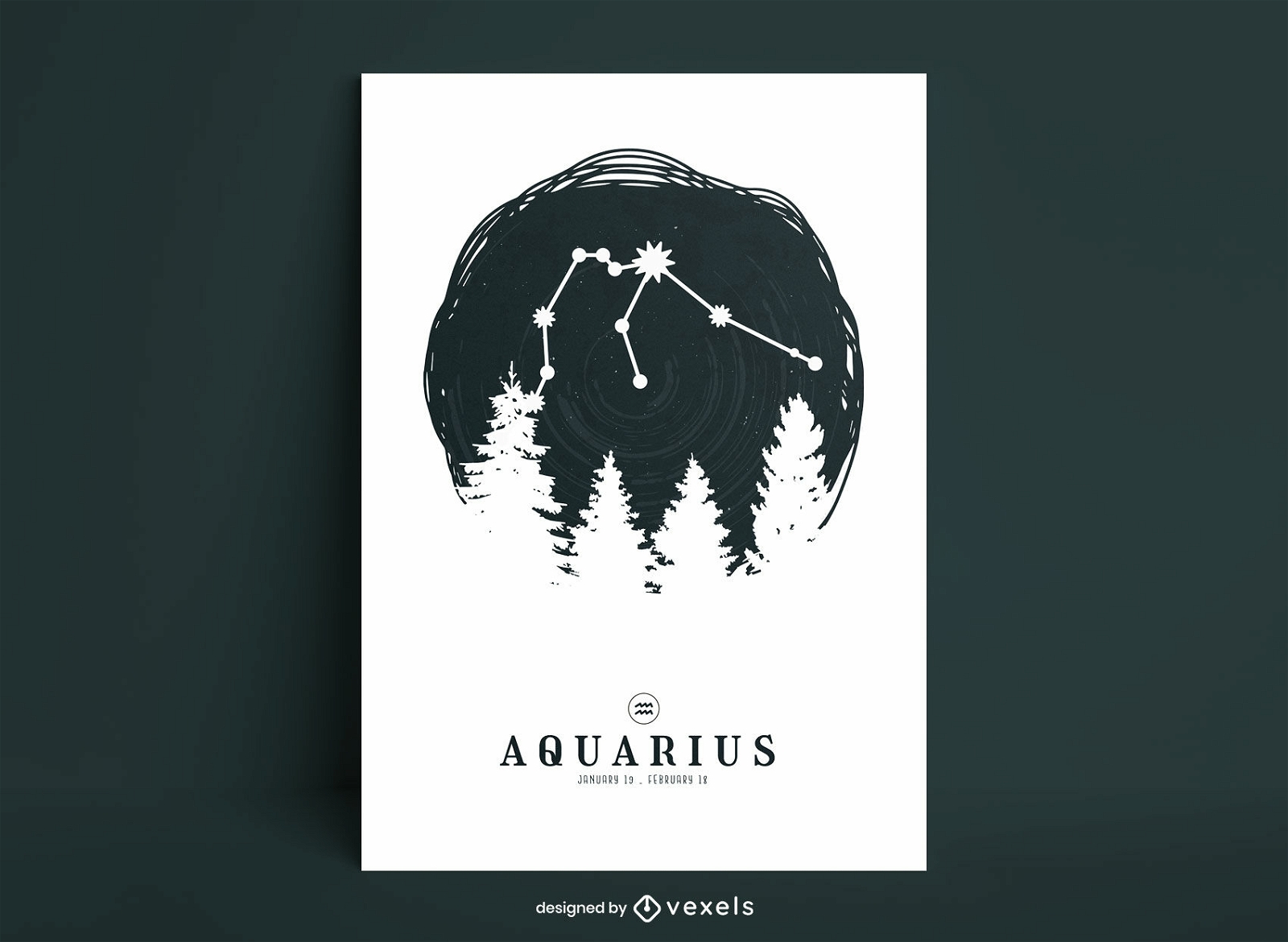 Aquarius constellation zodiac poster template