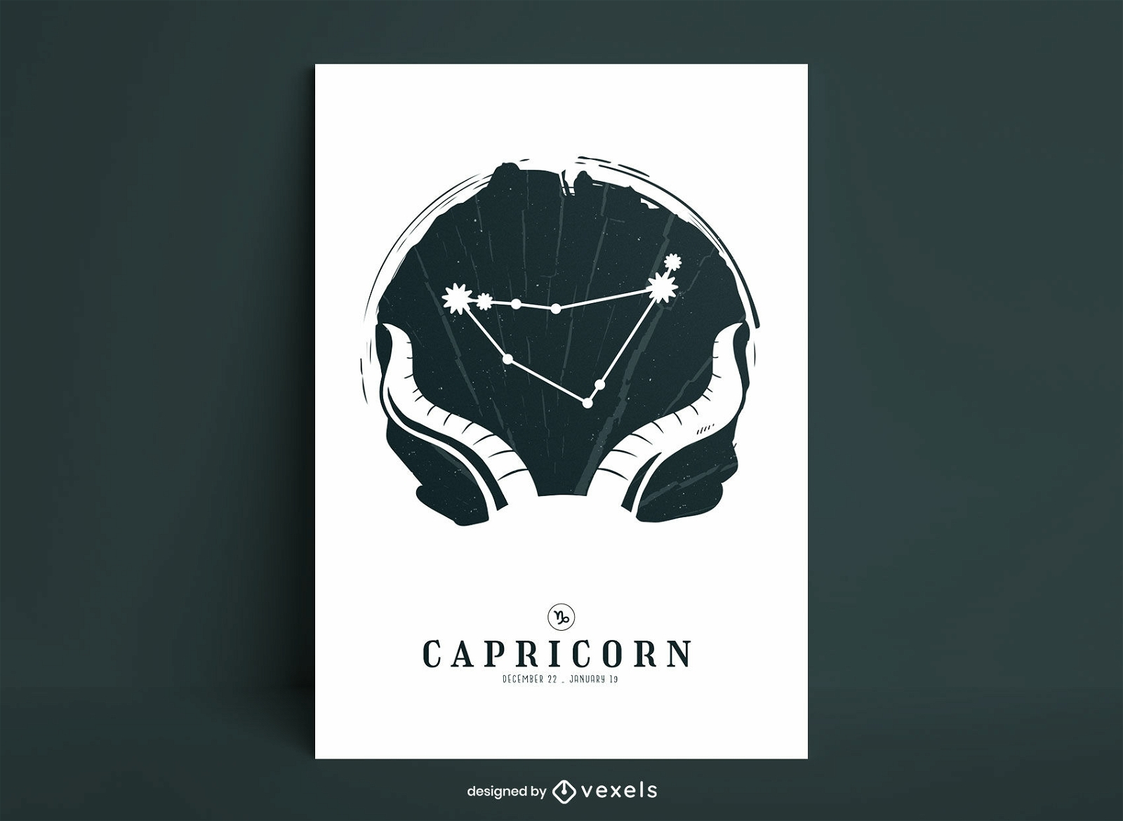 Modelo de pôster do zodíaco da constelação de Capricórnio