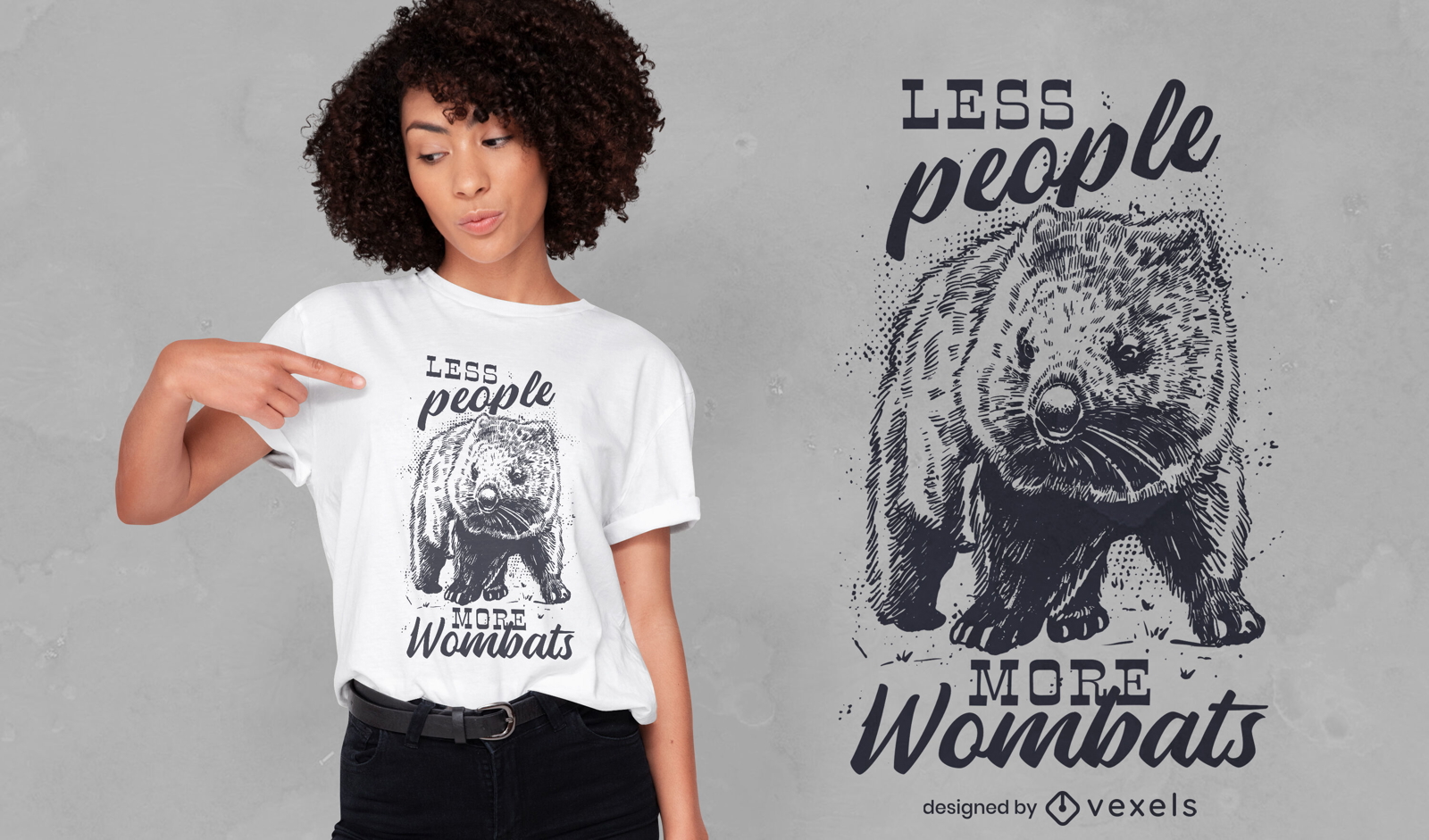 Diseño de camiseta de animal realista wombat.