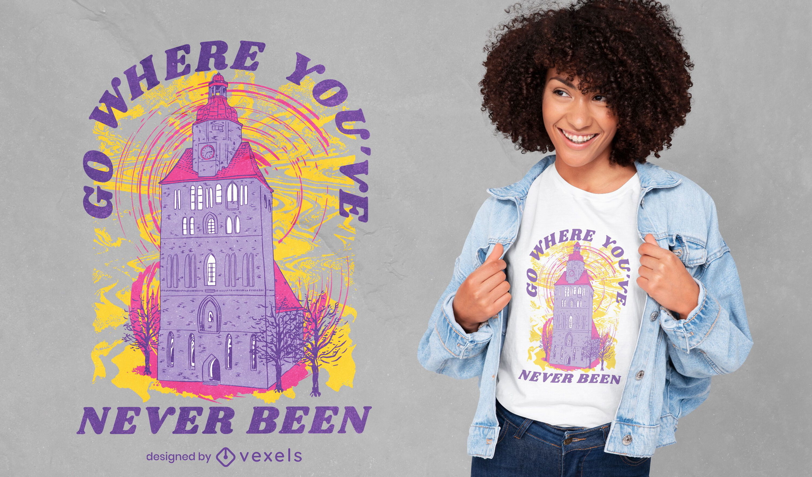 Mystisches Kirchengebäude T-Shirt Design