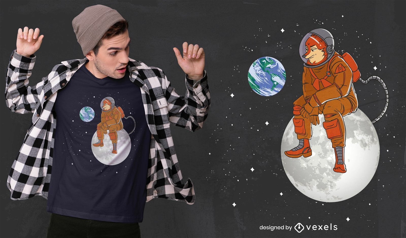 Design de t-shirt do animal astronauta Fox