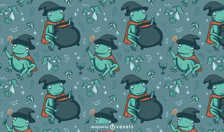 Frog wizard magical animal pattern design