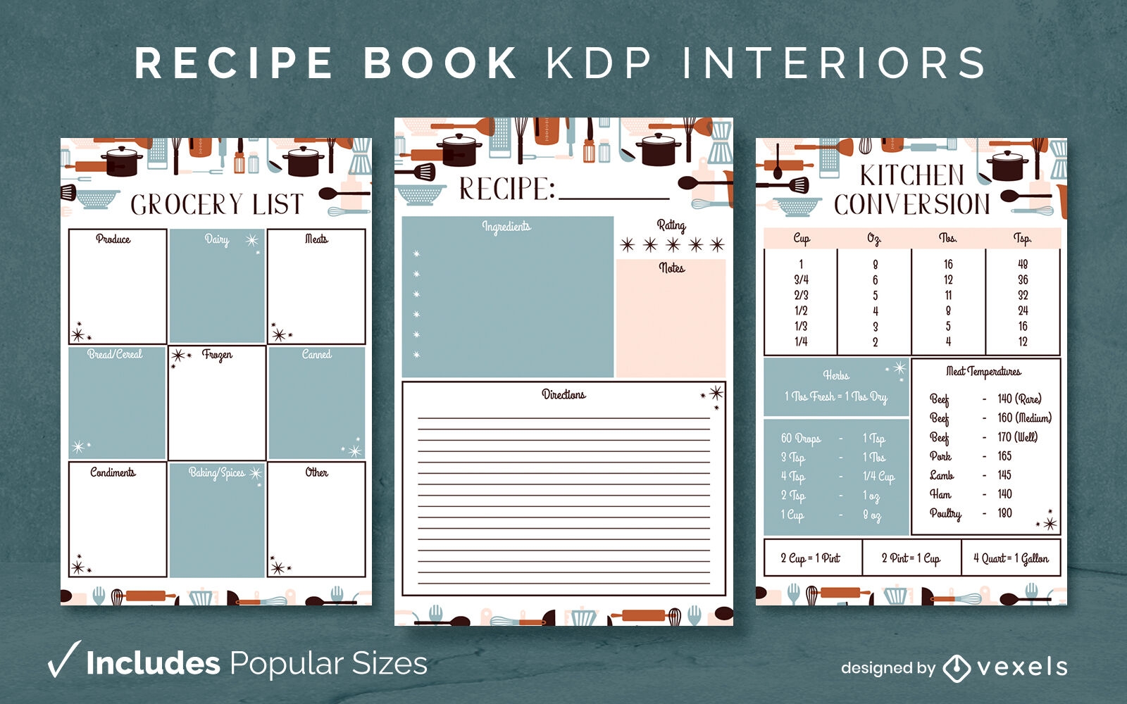 Recipe book template KDP interior design