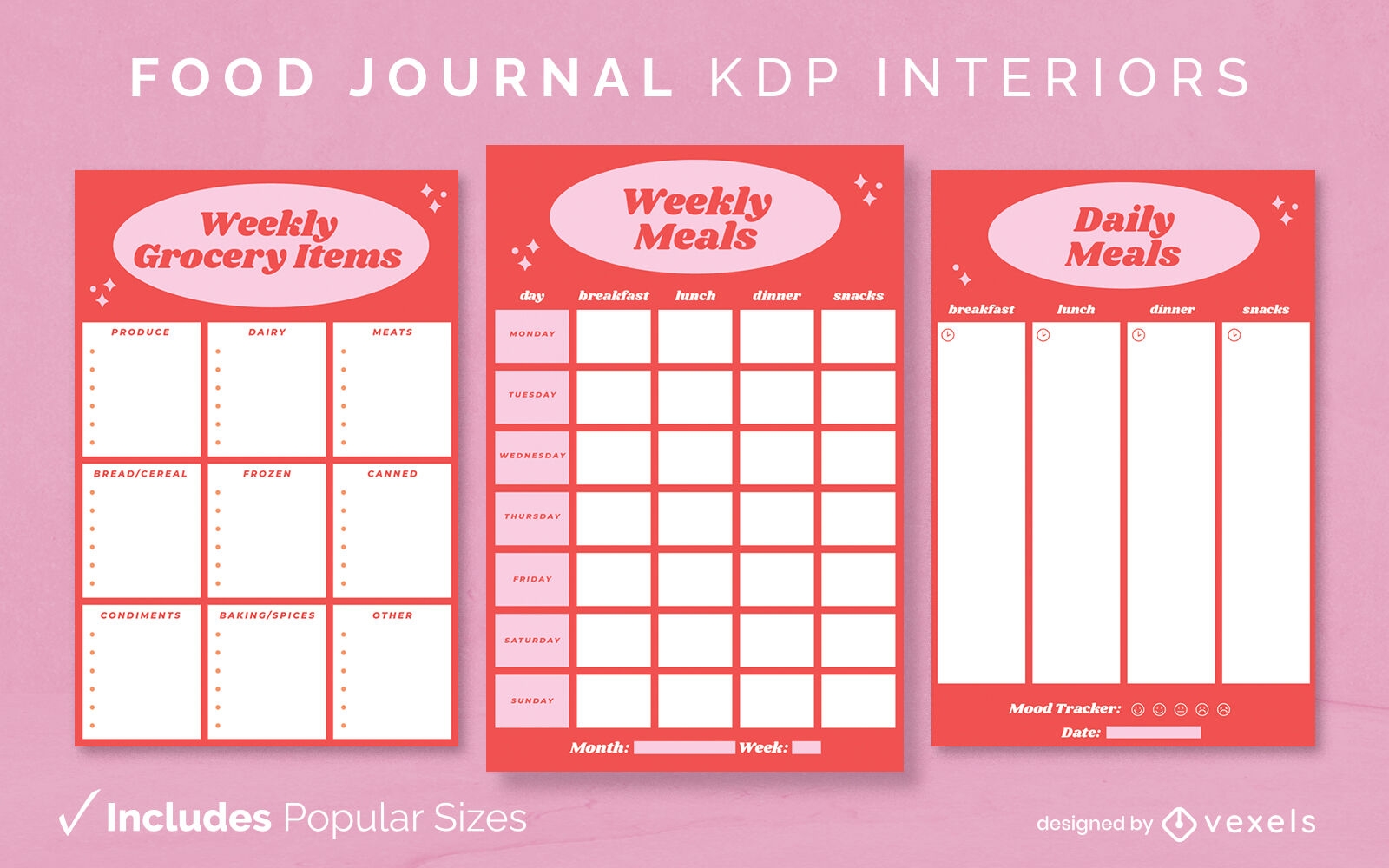 Food journal template KDP interior design